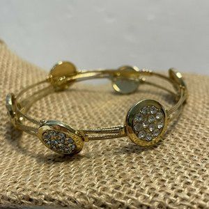 gold tone stack wire bracelets round pave